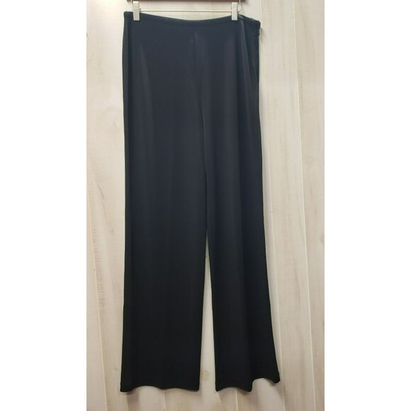 Talbots Black Wide-Leg Pants, Side Zip, Large, Professional Classic Dressy - Picture 1 of 6